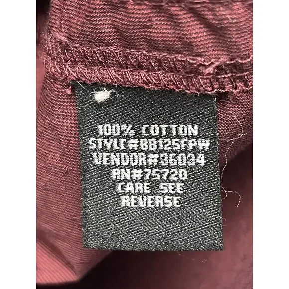 Buckle Black‎ Mens Shirt Large Button Up Burgundy Square buttons Standard Fit - Picture 4 of 6